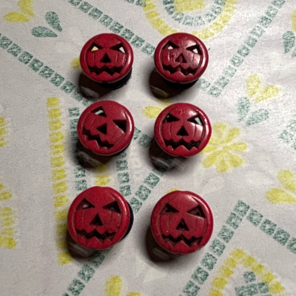 Spooky Red Pumpkin CROCs charm Button Set of 6